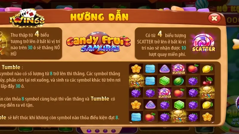 Luật tham gia vào Candy Fruit Samurai iwin68 cụ thể